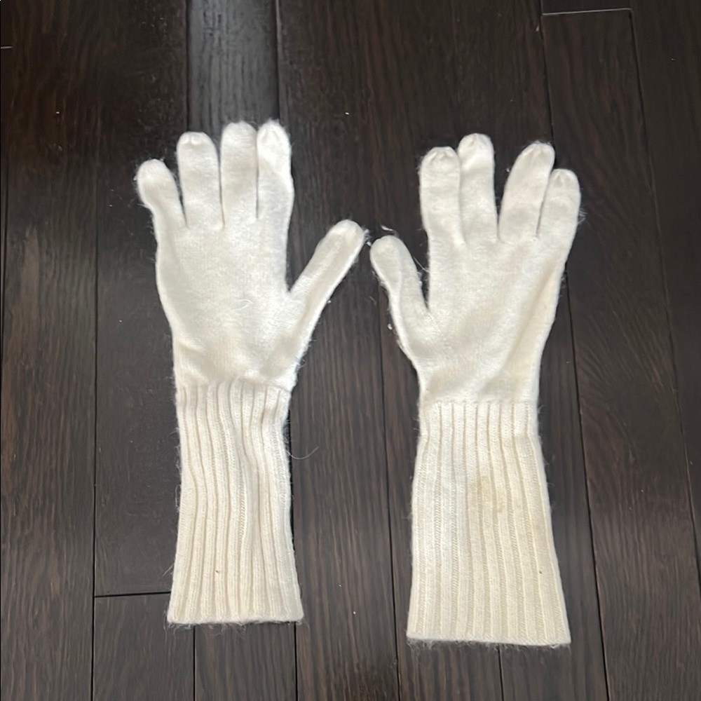 J.Crew White Knit Gloves | Soft Cozy Winter Gloves | Classic Elegant OS